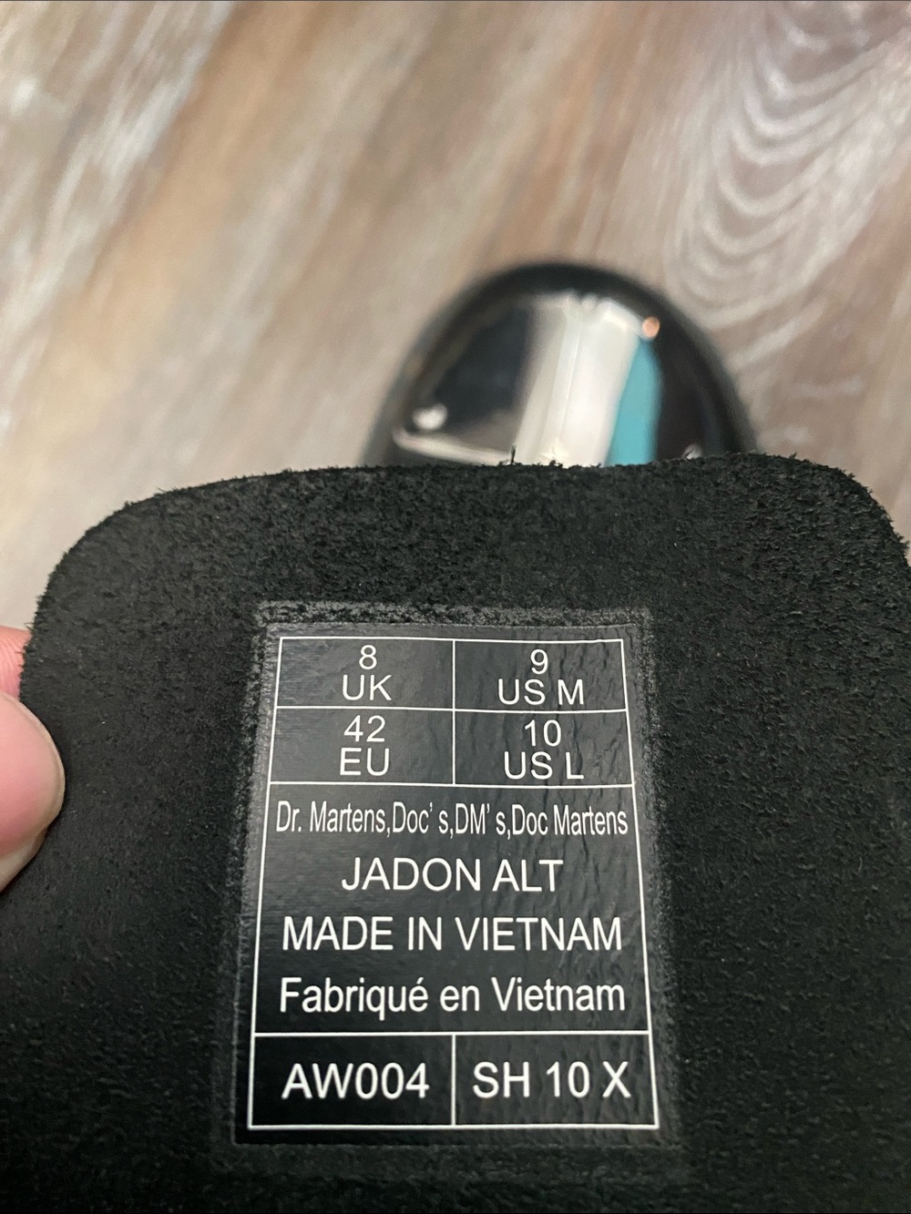 Dr. Martens Black Leather Combat Boots with Silver Toe Caps - Picture 5 of 5